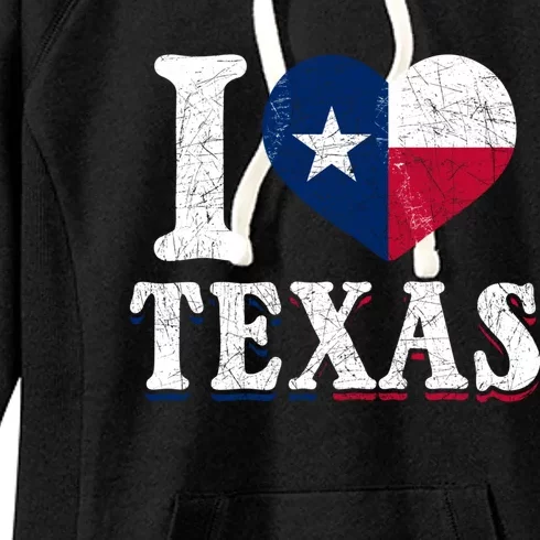 I Love Texas Flag Heart Proud Patriotic Texan Texas Great Gift Women's Fleece Hoodie