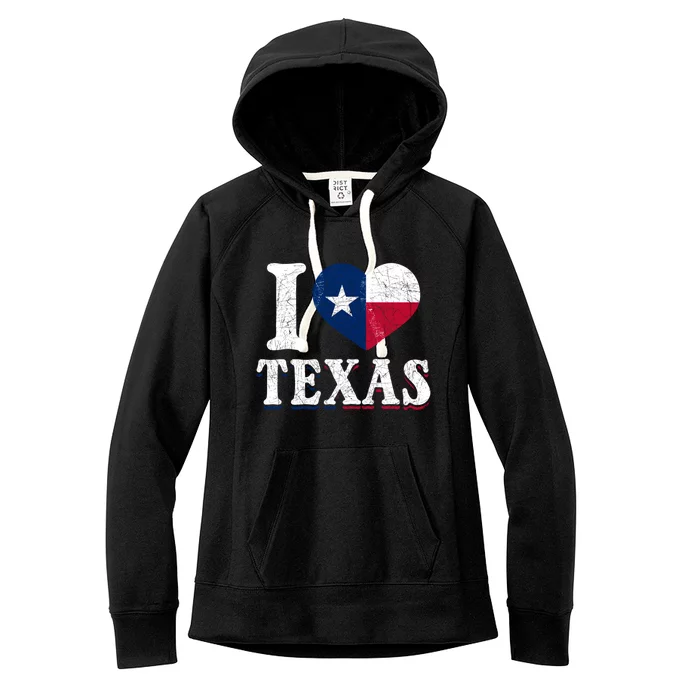 I Love Texas Flag Heart Proud Patriotic Texan Texas Great Gift Women's Fleece Hoodie