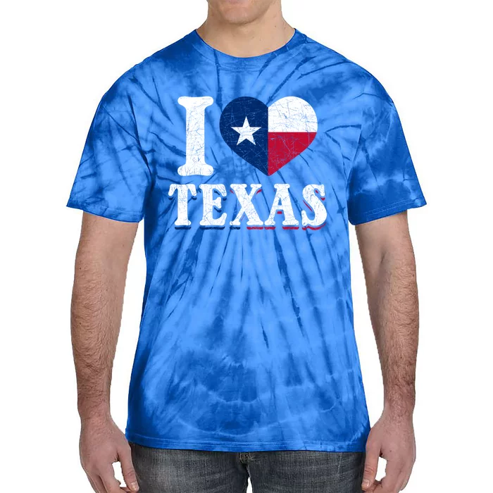 I Love Texas Flag Heart Proud Patriotic Texan Texas Great Gift Tie-Dye T-Shirt