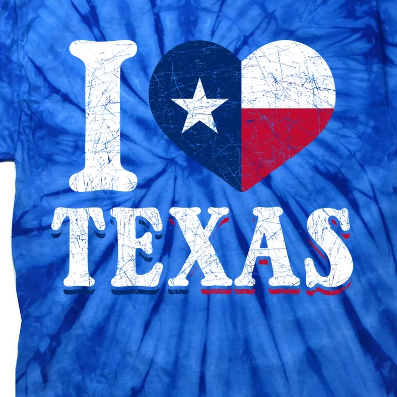 I Love Texas Flag Heart Proud Patriotic Texan Texas Great Gift Tie-Dye T-Shirt