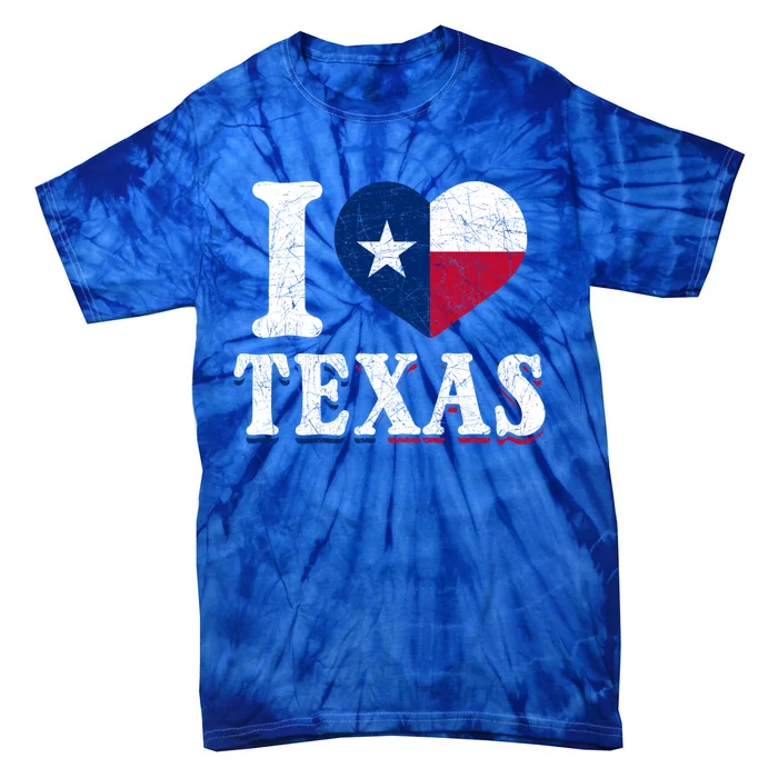 I Love Texas Flag Heart Proud Patriotic Texan Texas Great Gift Tie-Dye T-Shirt