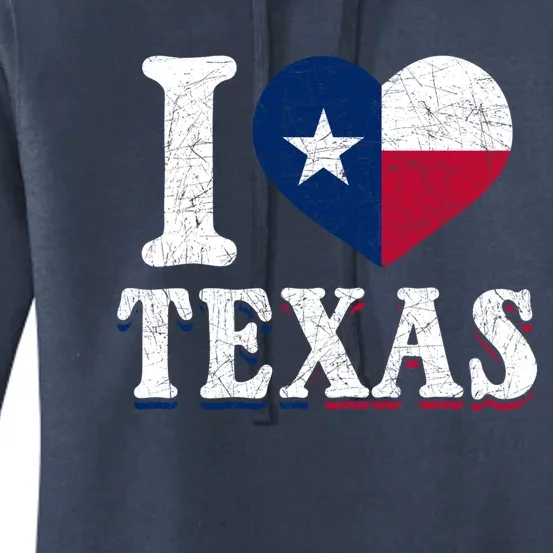 I Love Texas Flag Heart Proud Patriotic Texan Texas Great Gift Women's Pullover Hoodie