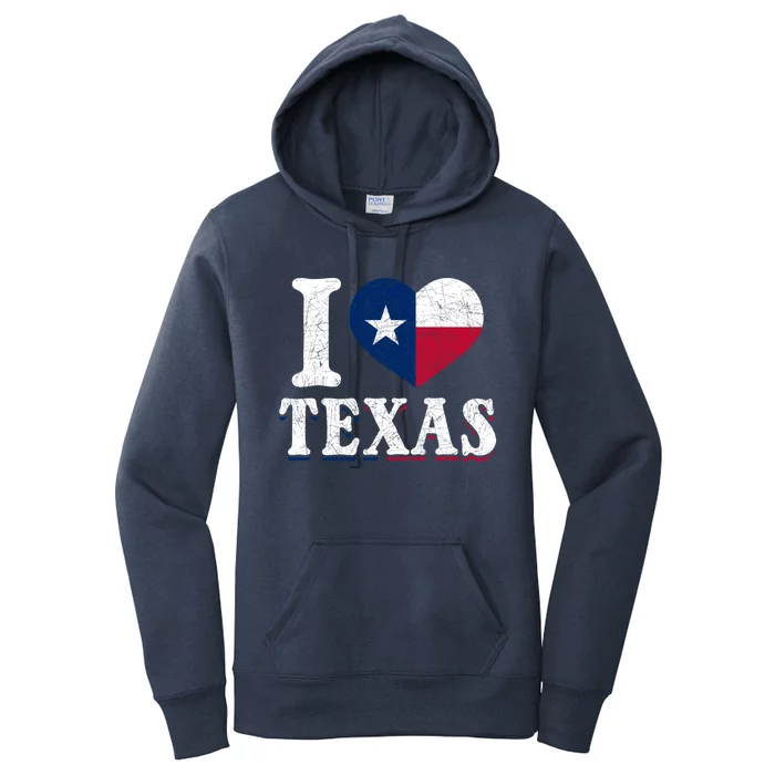 I Love Texas Flag Heart Proud Patriotic Texan Texas Great Gift Women's Pullover Hoodie