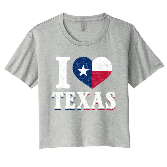 I Love Texas Flag Heart Proud Patriotic Texan Texas Great Gift Women's Crop Top Tee