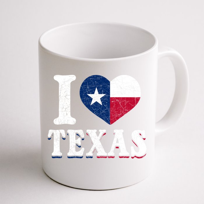 I Love Texas Flag Heart Proud Patriotic Texan Texas Great Gift Front & Back Coffee Mug