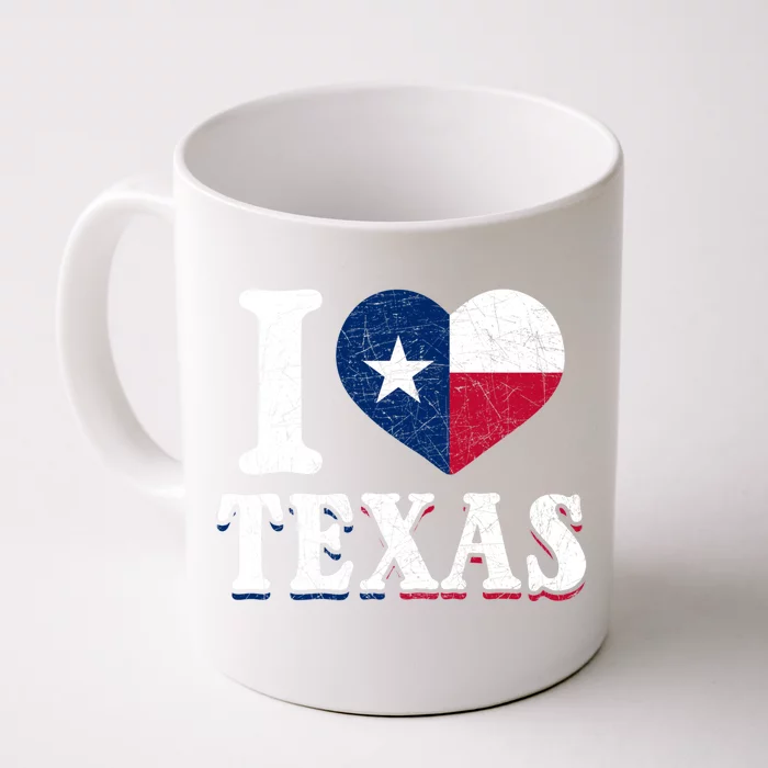 I Love Texas Flag Heart Proud Patriotic Texan Texas Great Gift Front & Back Coffee Mug