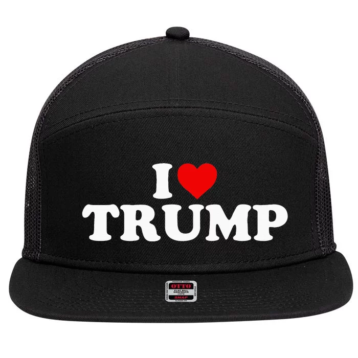 I Love Trump Heart 7 Panel Mesh Trucker Snapback Hat