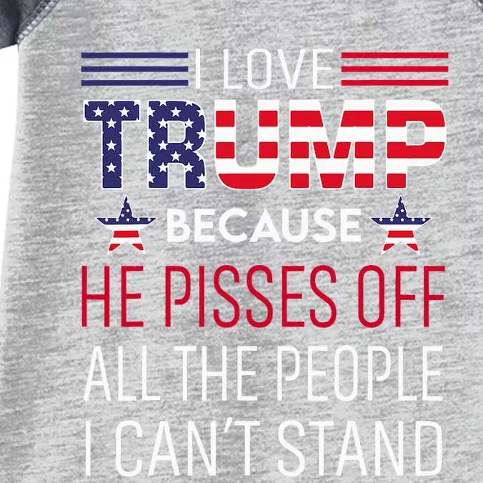 I Love Trump Because He Pisses Off The People I CanT Stand Infant Baby Jersey Bodysuit