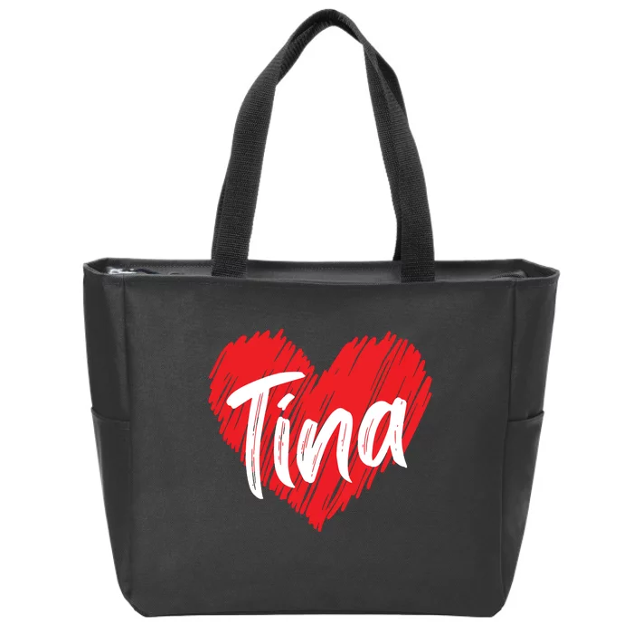 I Love Tina Heart Personalized Name Tina Zip Tote Bag