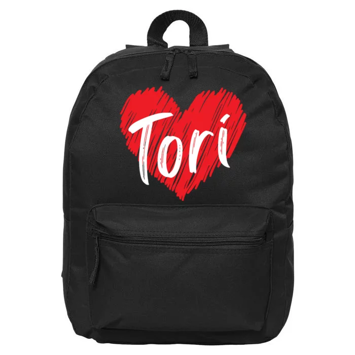 I Love Tori Heart First Name Tori 16 in Basic Backpack