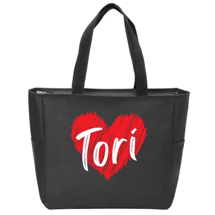 I Love Tori Heart First Name Tori Zip Tote Bag