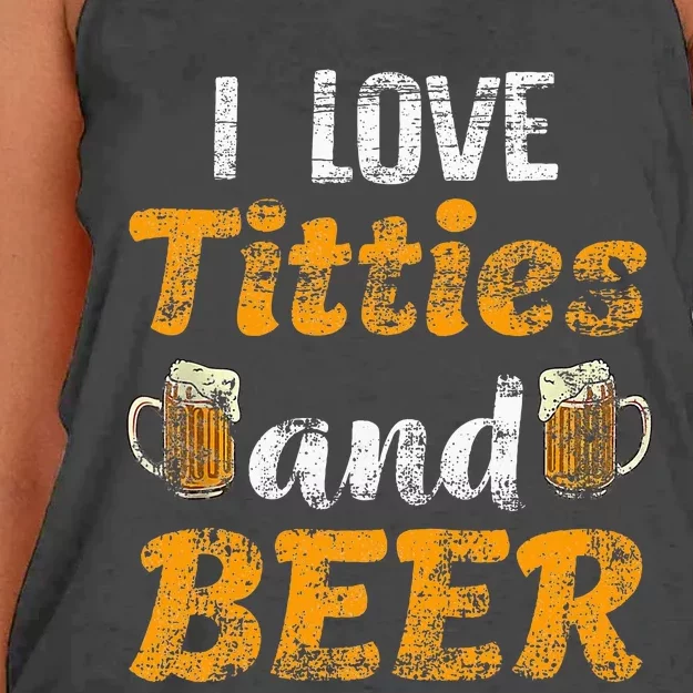 I Love Titties And Beer Funny Tittes And Beer Lovers Women's Knotted Racerback Tank