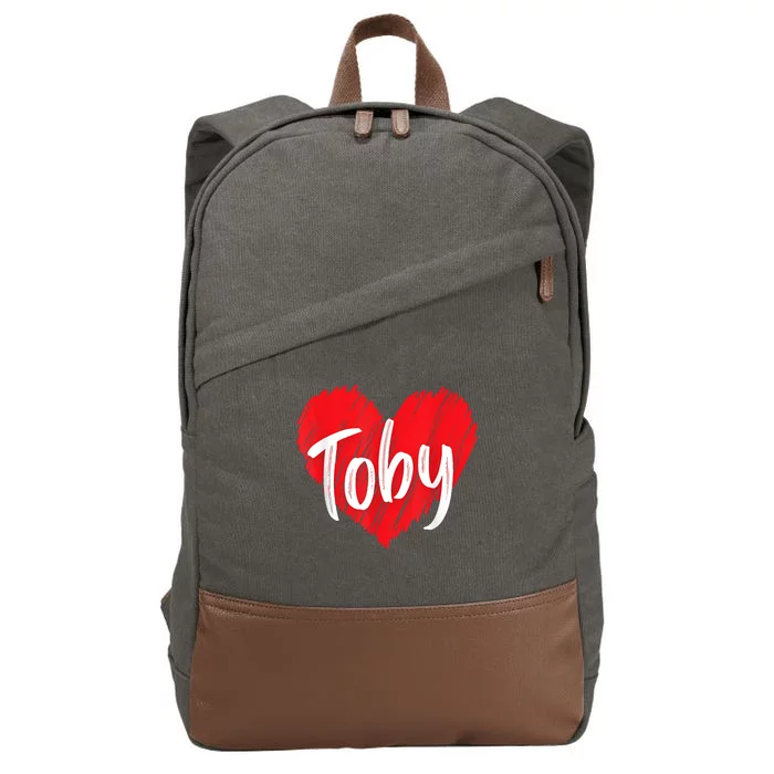 I Love Toby Heart Personalized Name Toby Cotton Canvas Backpack