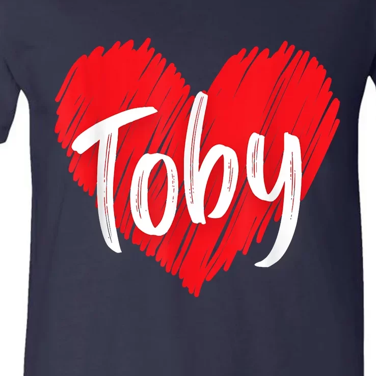 I Love Toby Heart Personalized Name Toby V-Neck T-Shirt