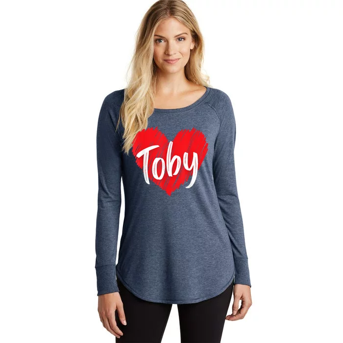 I Love Toby Heart Personalized Name Toby Women's Perfect Tri Tunic Long Sleeve Shirt