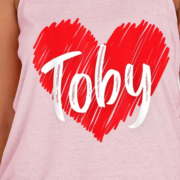 I Love Toby Heart Personalized Name Toby Women's Knotted Racerback Tank