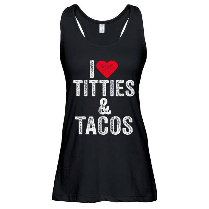 I Love Titties And Tacos Heart Funny Adult Phone Accessory Ladies Essential Flowy Tank