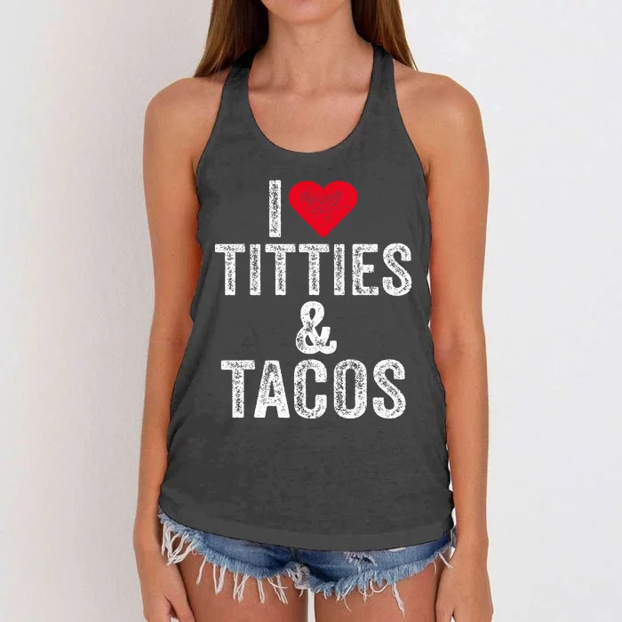 I Love Titties And Tacos Heart Funny Adult Phone Accessory Women's Knotted Racerback Tank