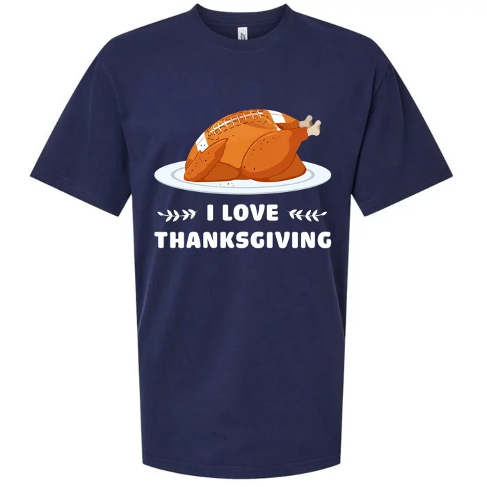 I Love Thanksgiving Funny Football Turkey Cute Gift Sueded Cloud Jersey T-Shirt