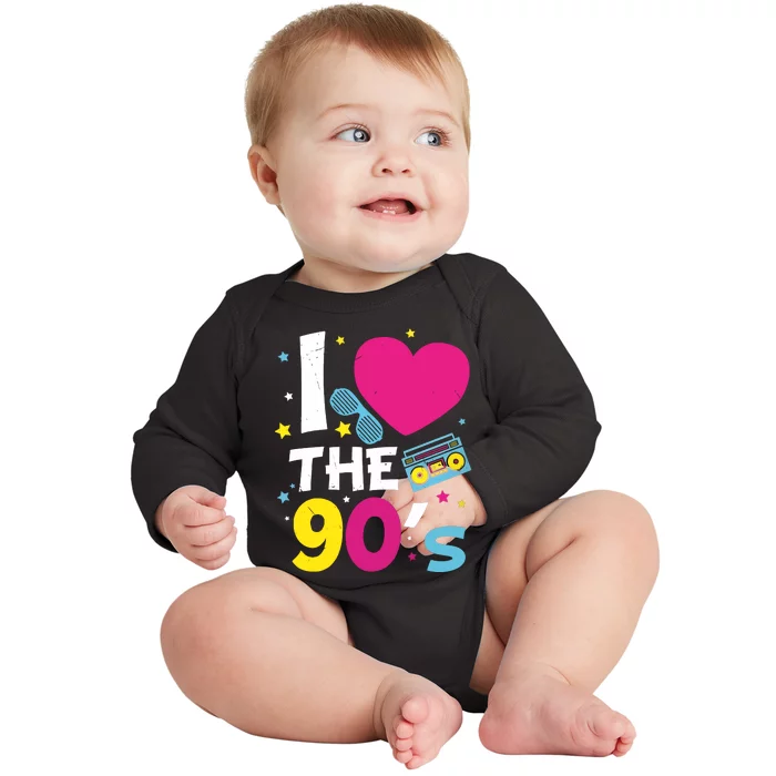 I Love The 90s Retro Vintage Baby Long Sleeve Bodysuit