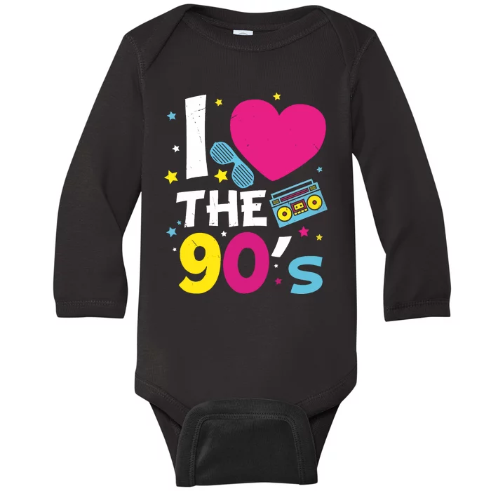 I Love The 90s Retro Vintage Baby Long Sleeve Bodysuit