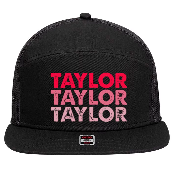 I Love Taylor 7 Panel Mesh Trucker Snapback Hat