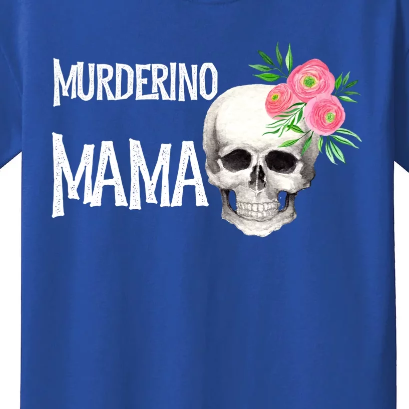 I Like True Crime Mom Murderino Mama Pink Floral Skull Stuff Meaningful Gift Kids T-Shirt