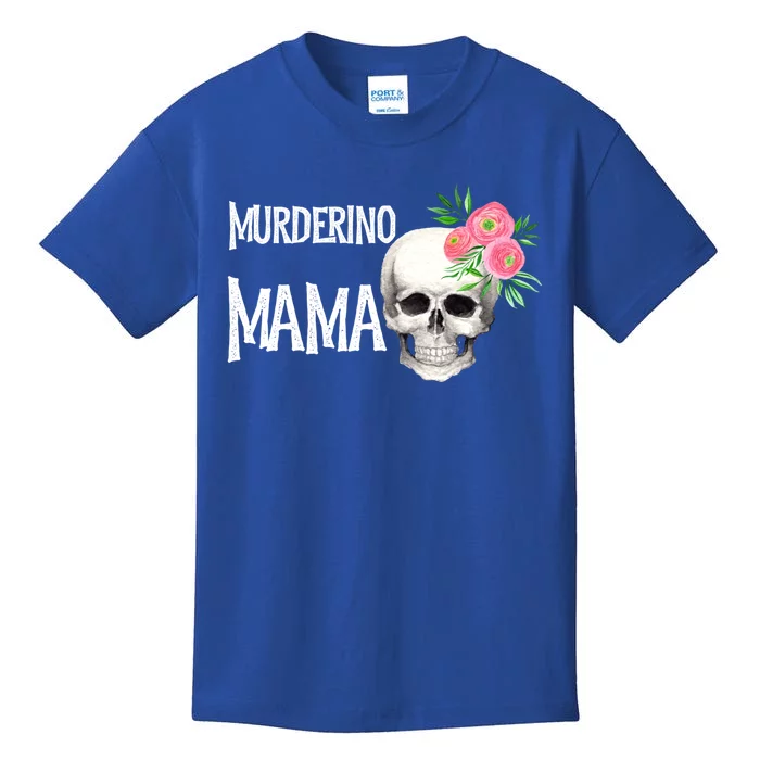 I Like True Crime Mom Murderino Mama Pink Floral Skull Stuff Meaningful Gift Kids T-Shirt