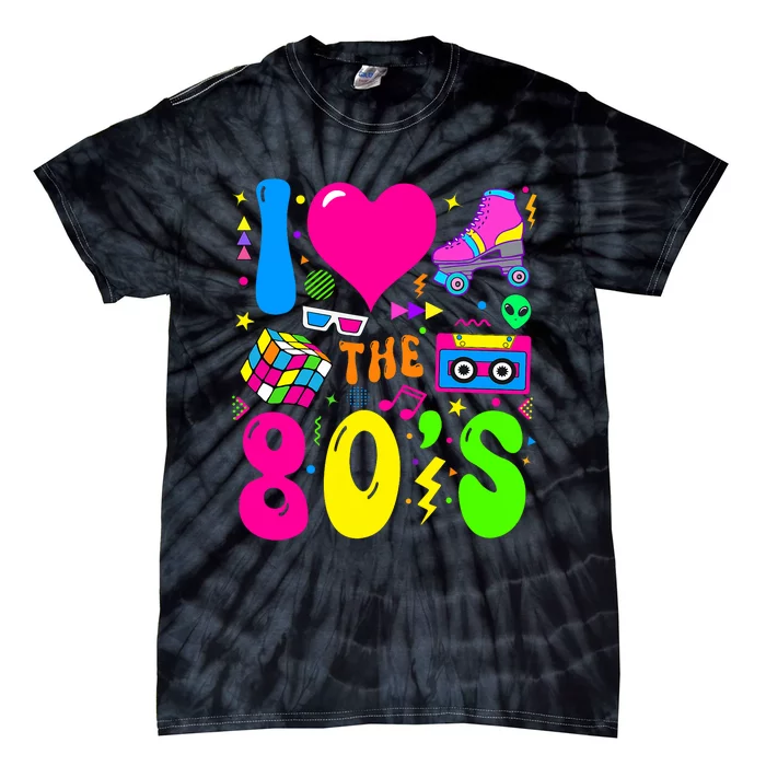 I Love The 80S Party 1980s Themed Costume 80s Theme Outfit Tie-Dye T-Shirt