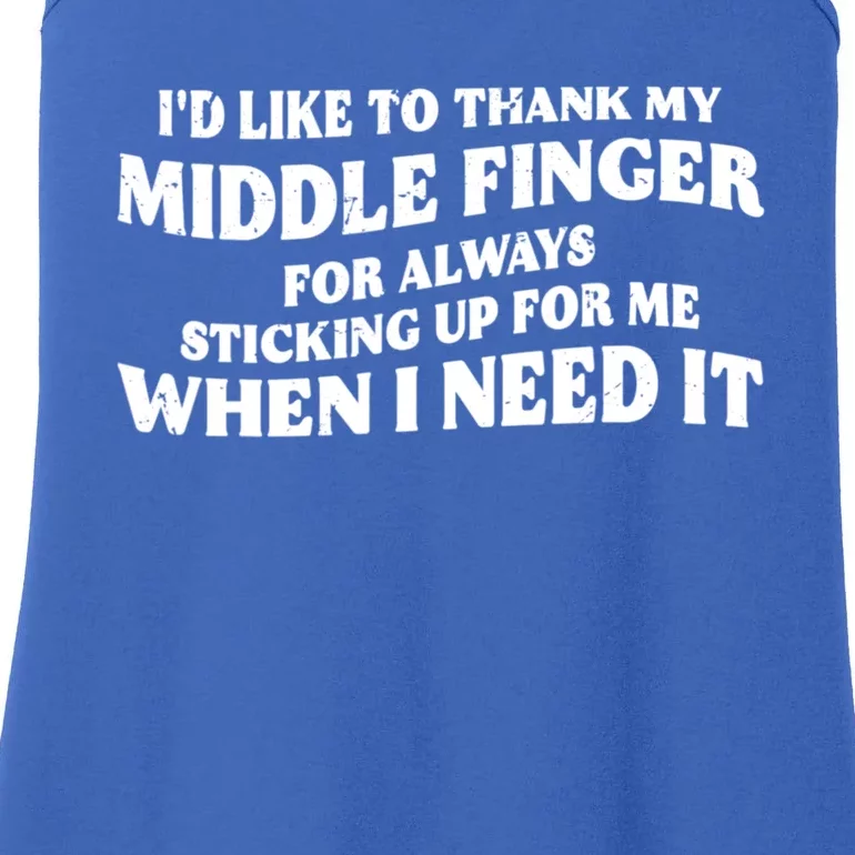 I'd Like To Thank My Middle Finger Funny Sarcastic Jokes Ladies Essential Tank