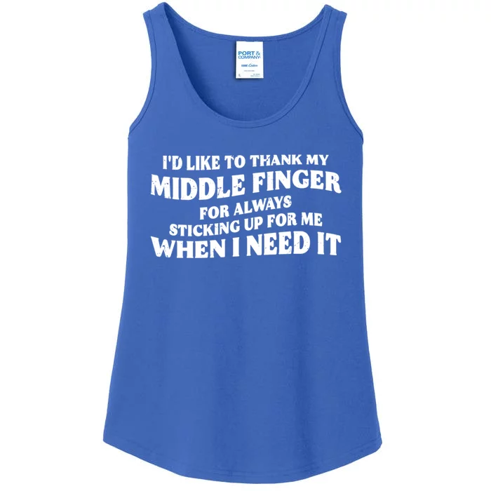 I'd Like To Thank My Middle Finger Funny Sarcastic Jokes Ladies Essential Tank