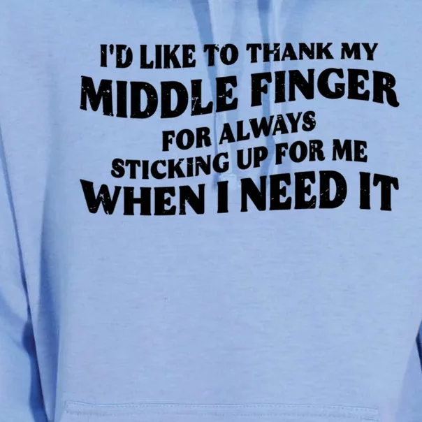 I'd Like To Thank My Middle Finger Funny Sarcastic Jokes Unisex Surf Hoodie