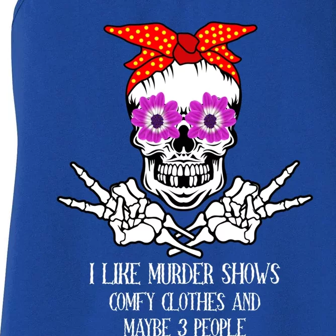 I Like True Crime Murder Shows Halloween Skull Costume Mom Gift Women's Racerback Tank