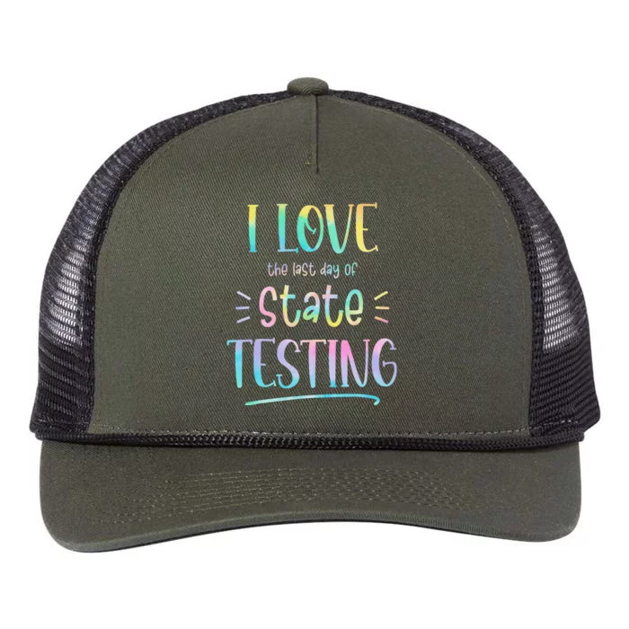 I Love (The Last Day Of) State Testing Funny Teacher Retro Rope Trucker Hat Cap