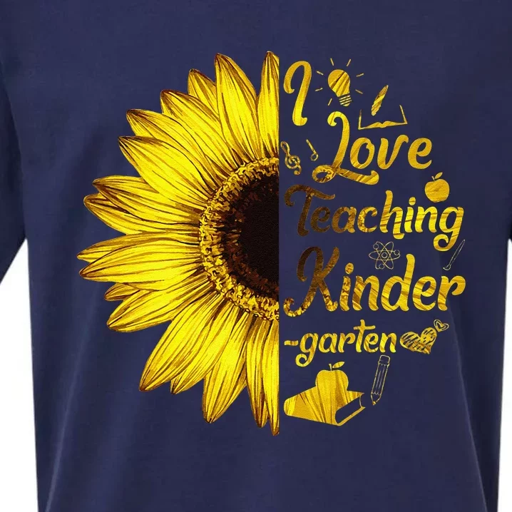 I Love Teaching Kindergarten Sunflower Lover Teacher Gift Sueded Cloud Jersey T-Shirt