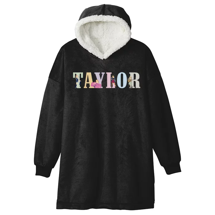 I Love Taylor 80S Groovy Vintage Hooded Wearable Blanket