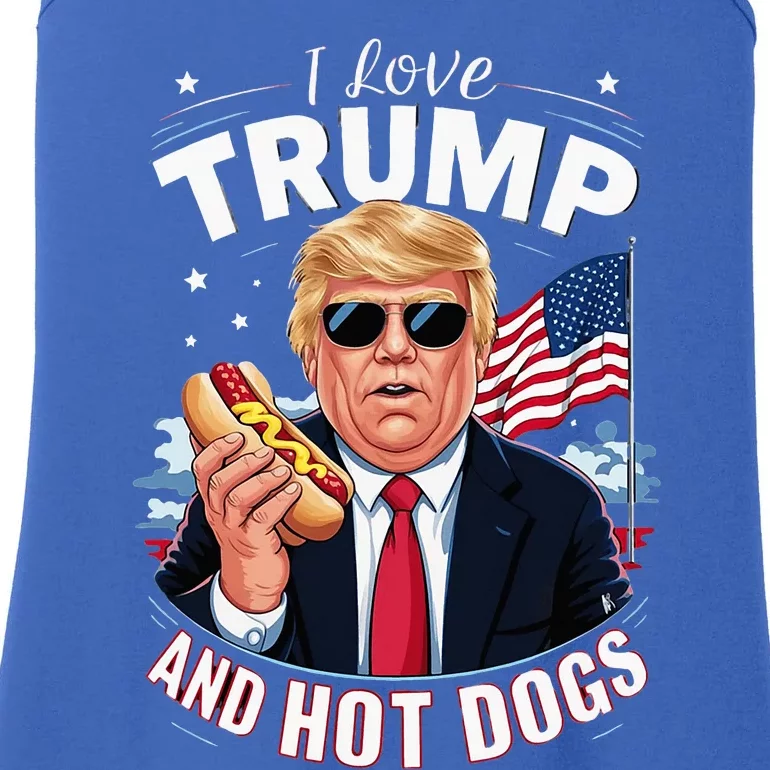 I Love Trump And Hot Dogs Hilarious Conservative Ladies Essential Tank