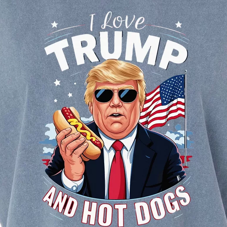 I Love Trump And Hot Dogs Hilarious Conservative Garment-Dyed Women's Muscle Tee