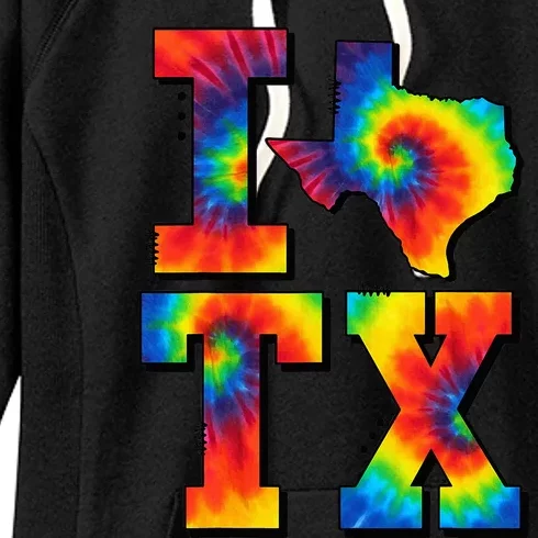 I Love Texas Funny Tie Dye Texas Lovers Women's Fleece Hoodie