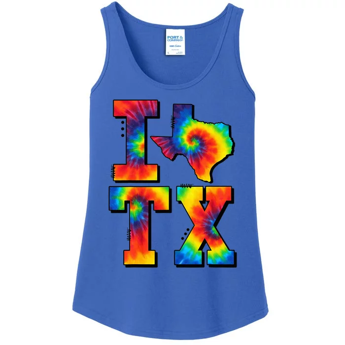 I Love Texas Funny Tie Dye Texas Lovers Ladies Essential Tank