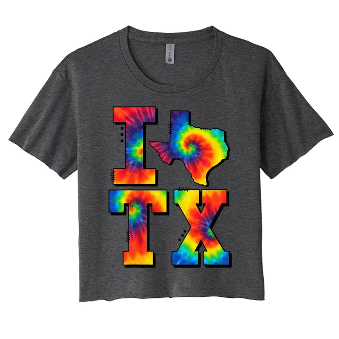 I Love Texas Funny Tie Dye Texas Lovers Women's Crop Top Tee