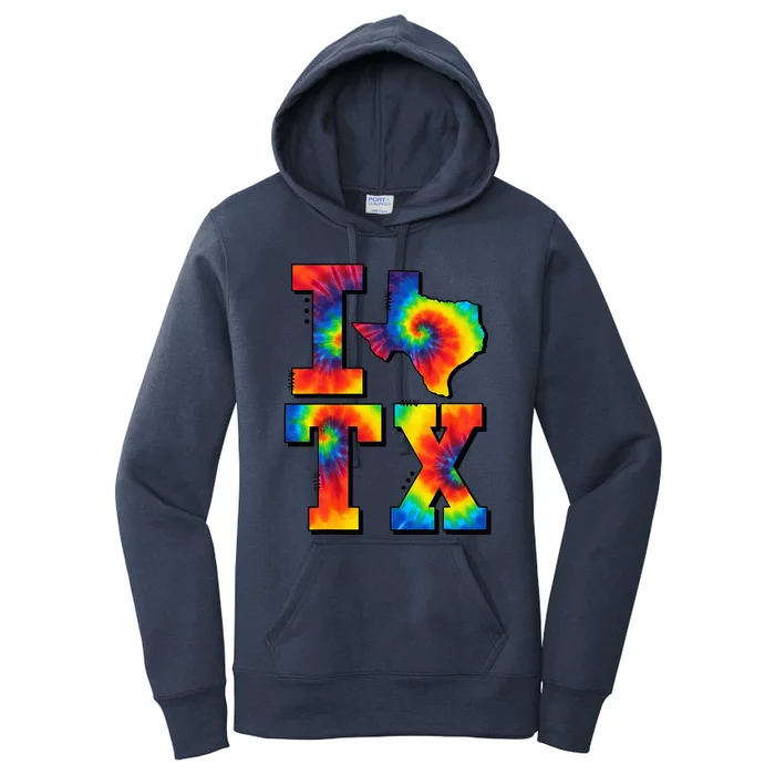 I Love Texas Funny Tie Dye Texas Lovers Women's Pullover Hoodie