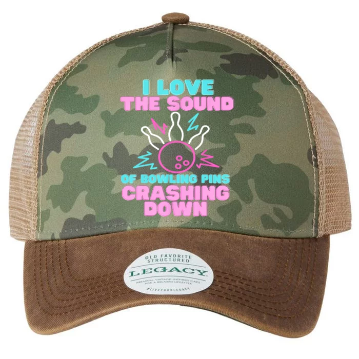 I Love The Sound Of Bowling Pins Crashing Down Funny Ten Pin Legacy Tie Dye Trucker Hat