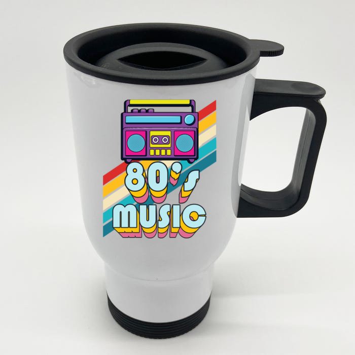 I Love The 80s Music Cute Gift Retro Vintage Eighties Style 1980 Gift Front & Back Stainless Steel Travel Mug