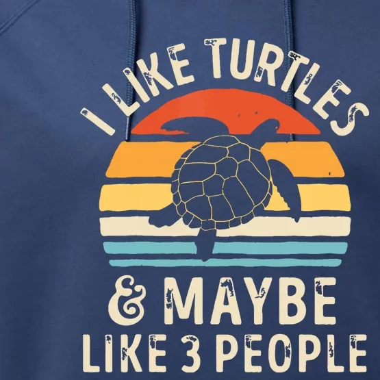 I Like Turtles And Maybe 3 People Turtle Reptile Lover Retro Performance Fleece Hoodie