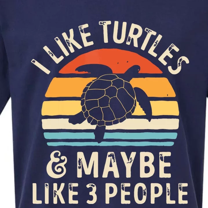 I Like Turtles And Maybe 3 People Turtle Reptile Lover Retro Sueded Cloud Jersey T-Shirt