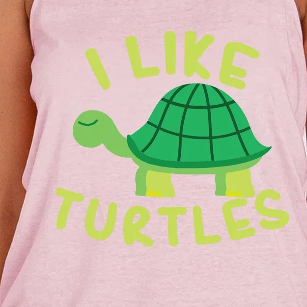 I Like Turtles Tortoise Sea Animal Funny Gift Women's Knotted Racerback Tank