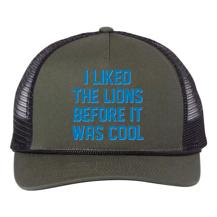 I Liked The Lions Before It Was Cool Detroit Football Sport Fan Retro Rope Trucker Hat Cap