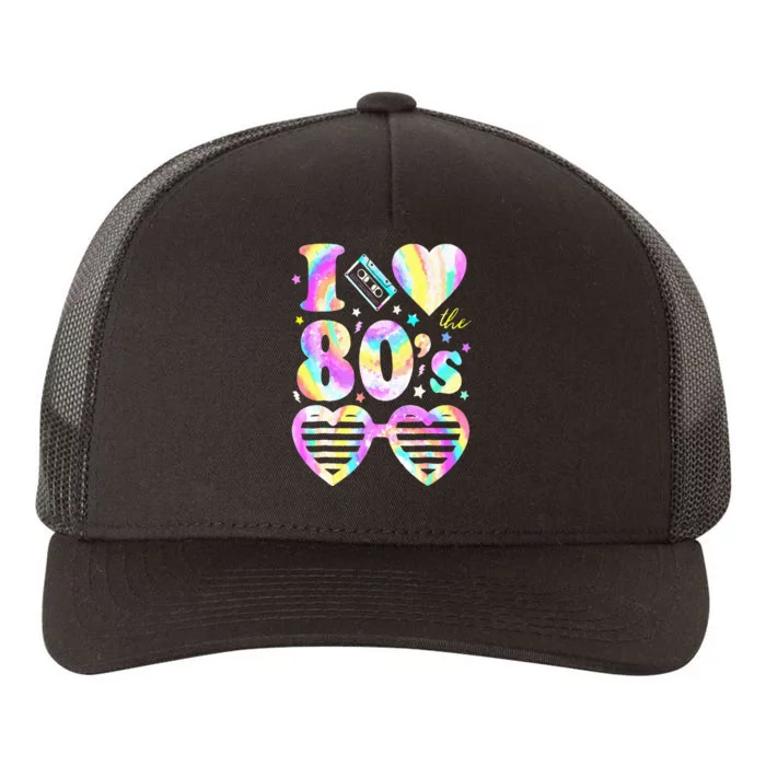 I Love the 80's I Heart The 80s Tie Dye Colorful 90's Yupoong Adult 5-Panel Trucker Hat