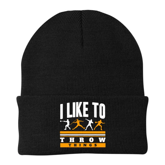 I Like To Throw Things Track And Field Thrower Shot Put Knit Cap Winter Beanie